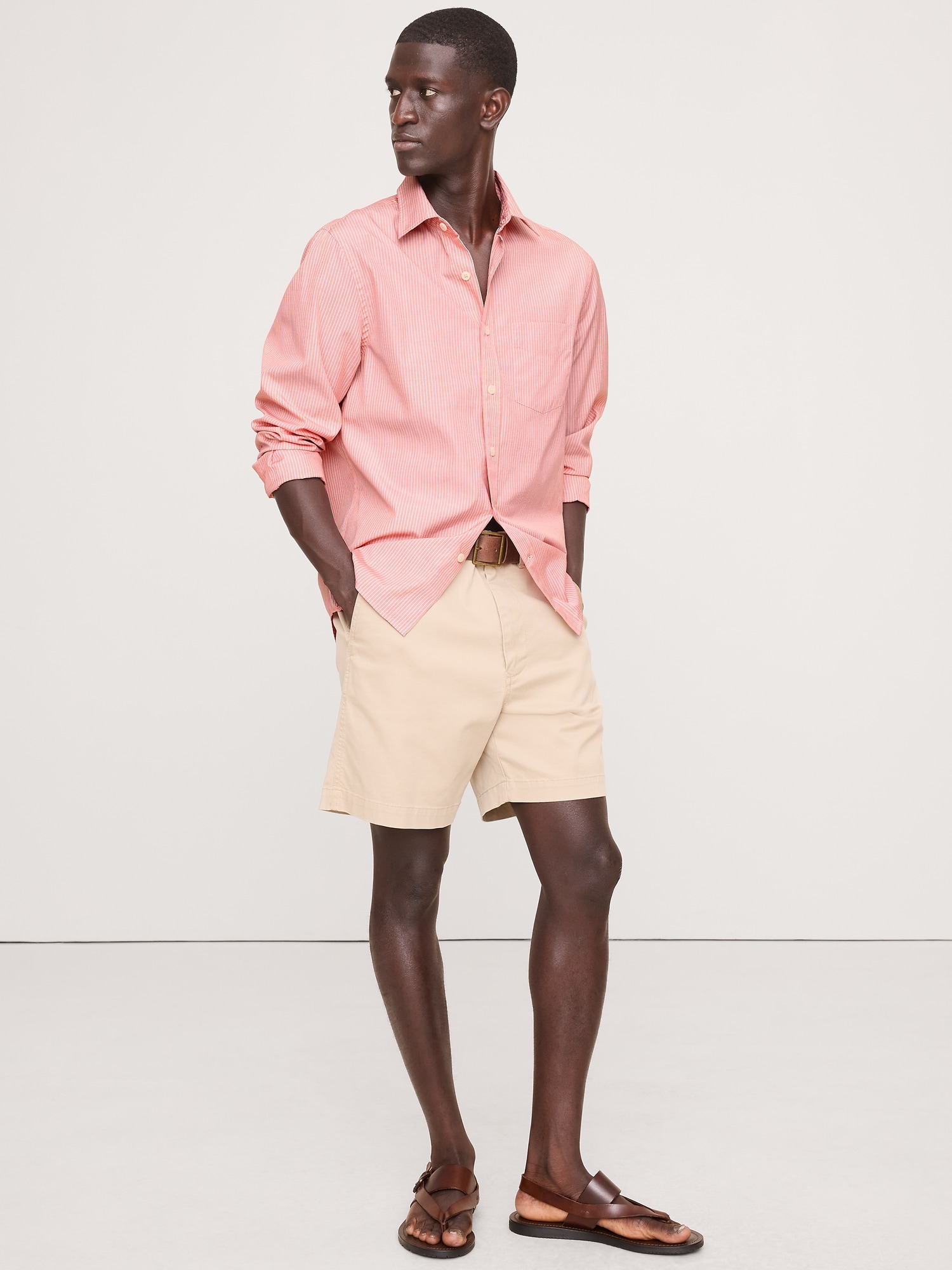 CHEMISE STANDARD EN POPELINE DE COTON DÉLAVÉE