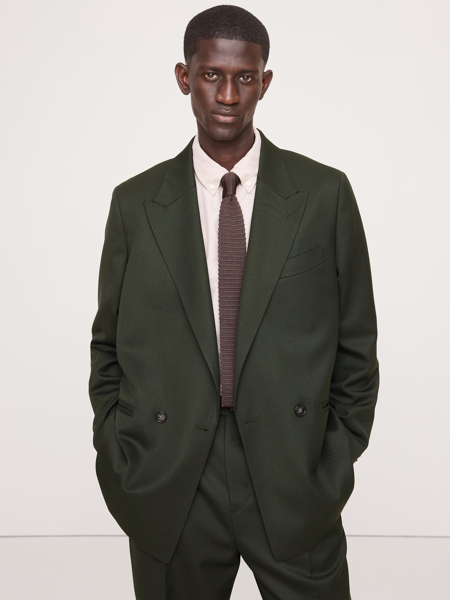 Relaxed Green Twill Suit Jacket