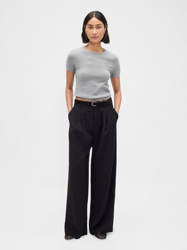 CashSoft カシミヤタッチ ストレッチ チビTシャツ-1