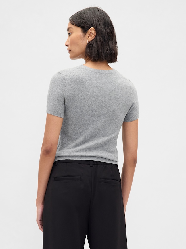 CashSoft カシミヤタッチ ストレッチ チビTシャツ-2