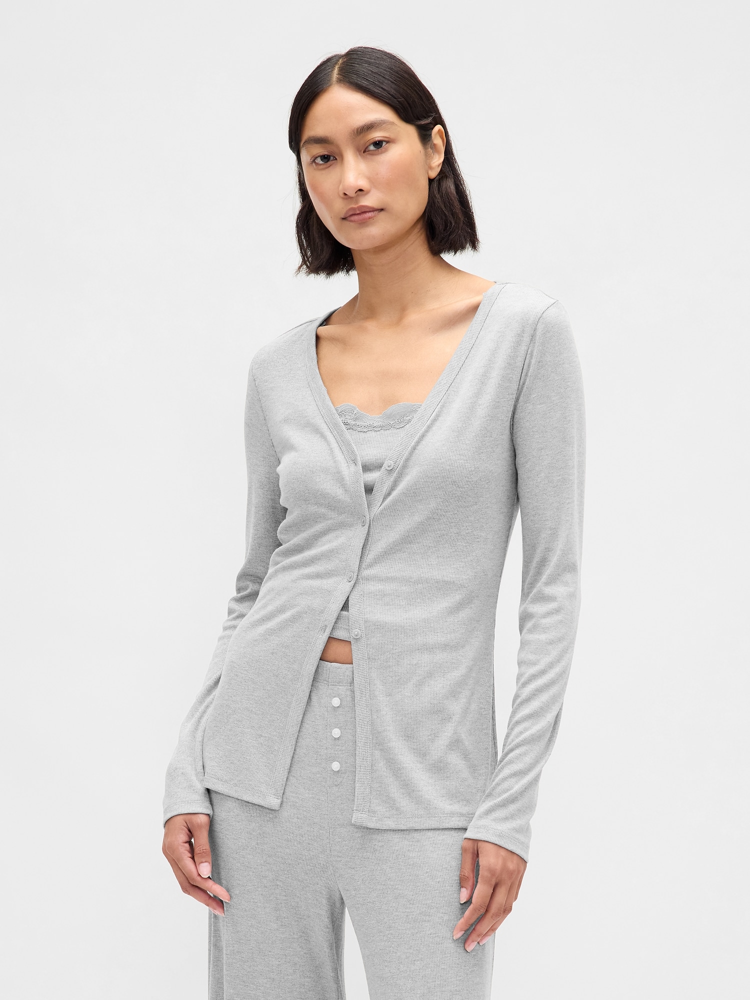 CARDIGAN DE PYJAMA FINEMENT CÔTELÉ