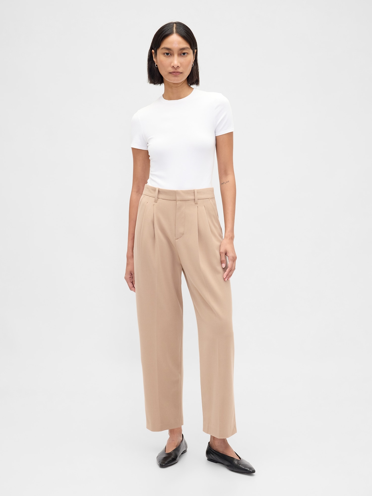 PANTALON 365 EFFILÉ À TAILLE HAUTE EN SERGÉ BROSSÉ LONGUEUR CHEVILLE