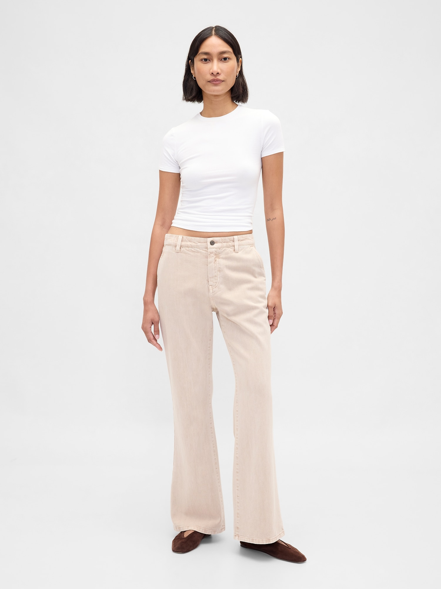 KAKI DÉCONTRACTÉ ÉVASÉ TAILLE BASSE