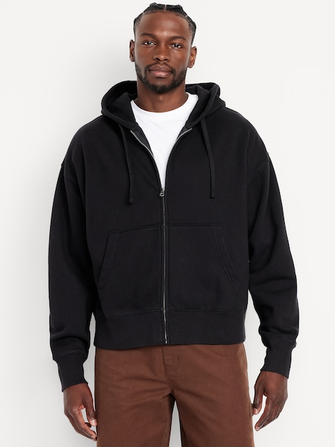 Cropped Rotation Oversized Zip Hoodie