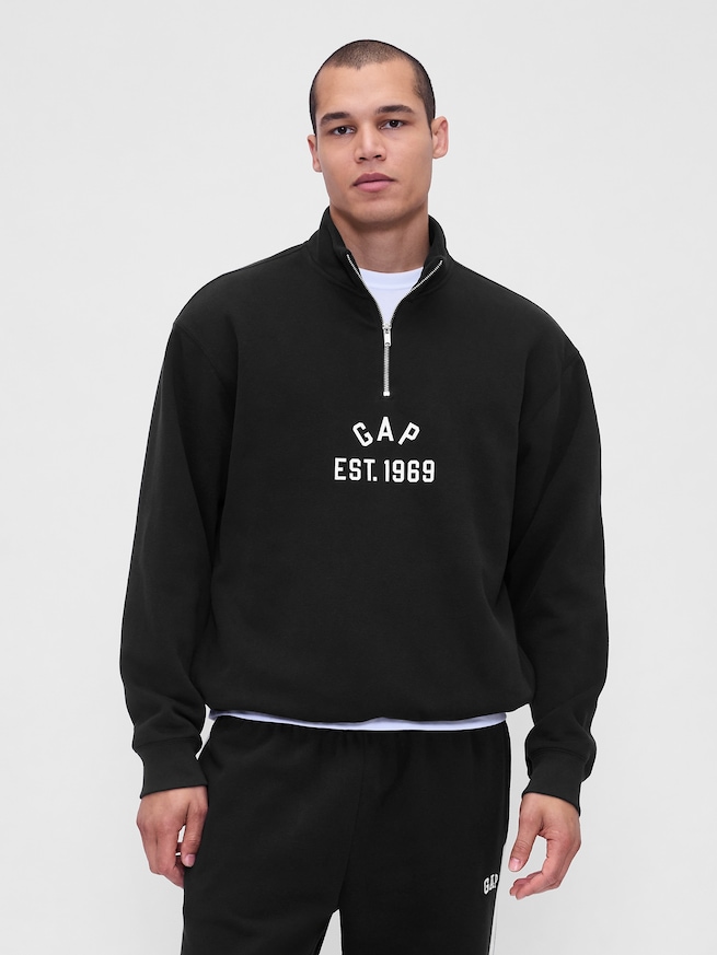 ビンテージソフト オーバーサイズ GAPロゴ 1/4ジップアッププルオーバー-0