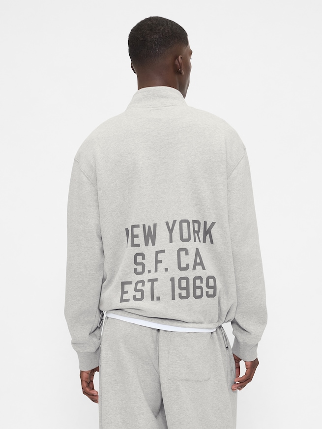 ビンテージソフト オーバーサイズ GAPロゴ 1/4ジップアッププルオーバー-2