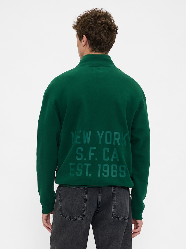 ビンテージソフト オーバーサイズ GAPロゴ 1/4ジップアッププルオーバー-2