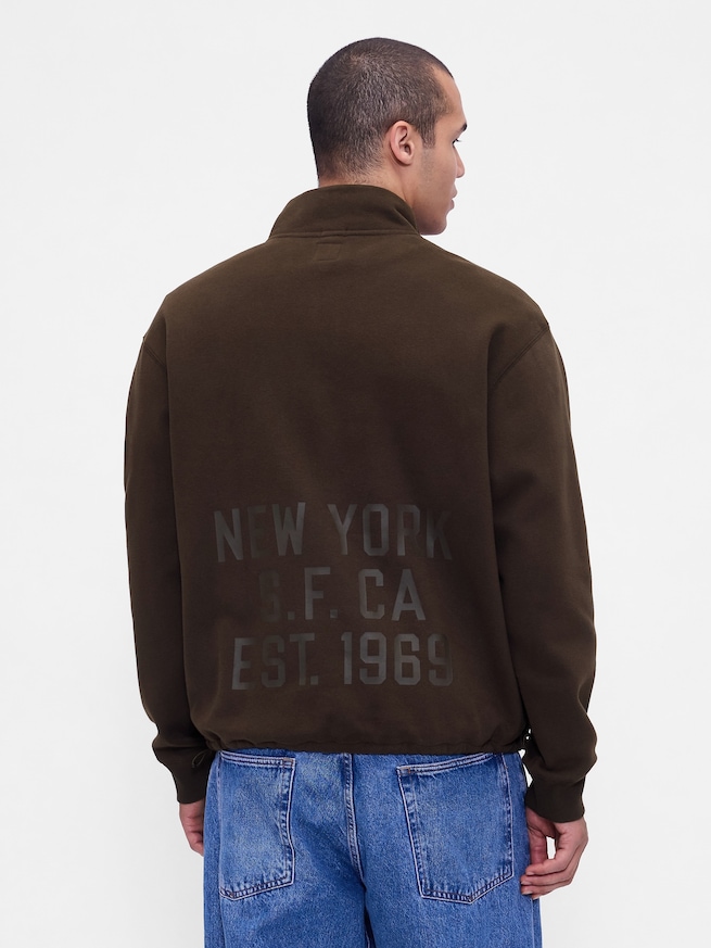 ビンテージソフト オーバーサイズ GAPロゴ 1/4ジップアッププルオーバー-2