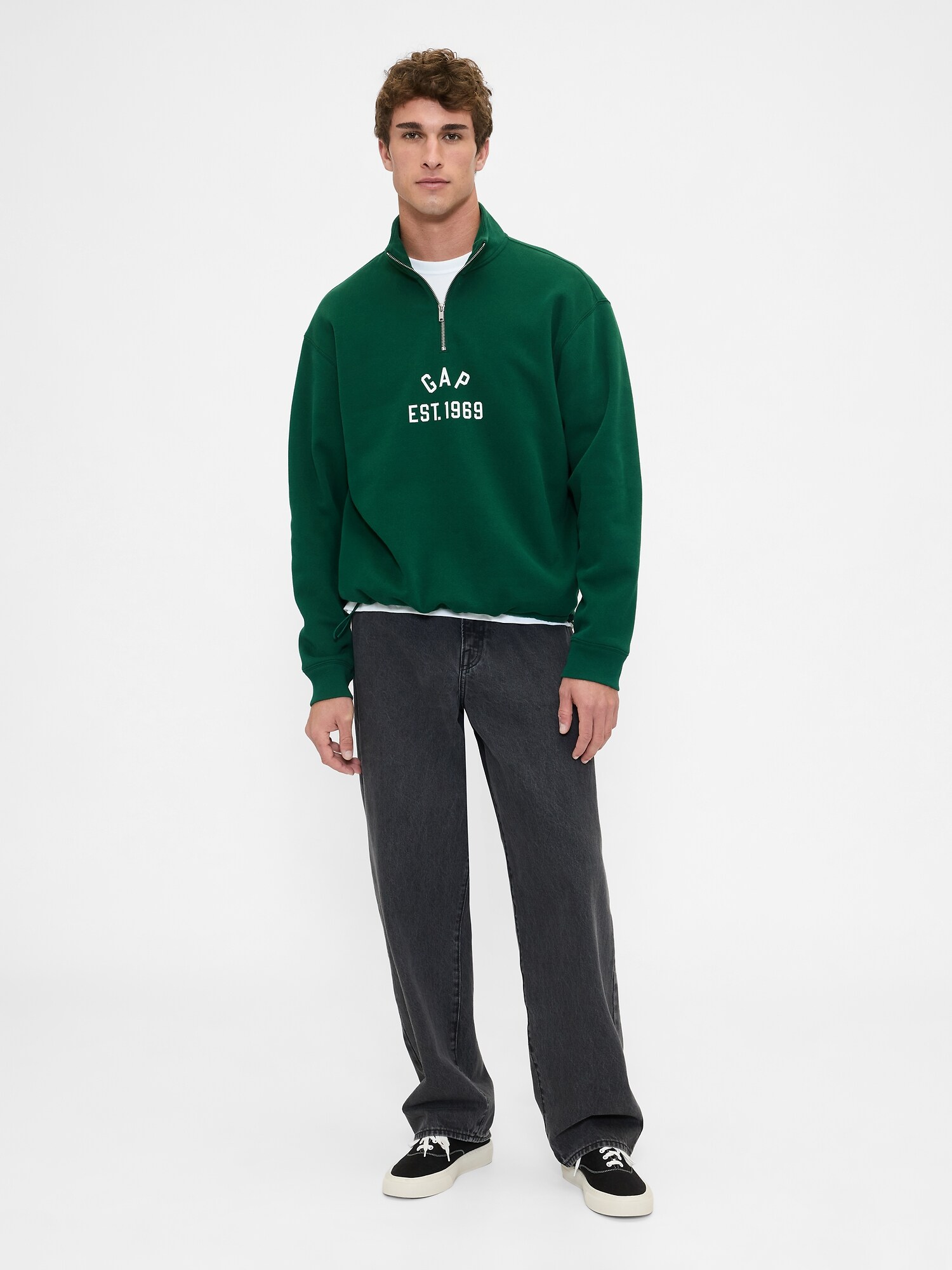GAP ヴィンテージソフトGAPロゴオーバーサイズハーフジッププルオーバー ヴィンテージソフト Gapロゴ オーバーサイズ ハーフジッププル