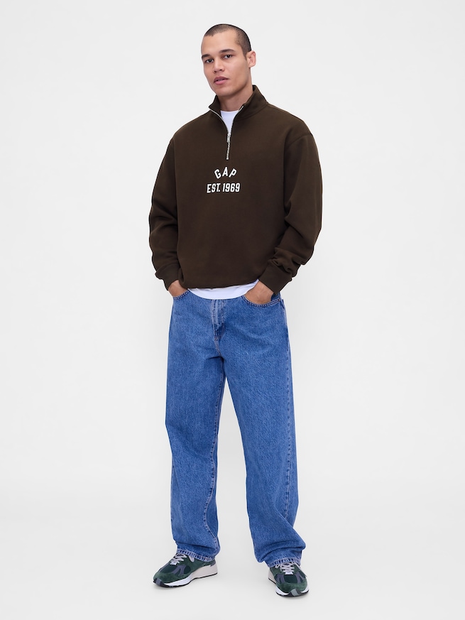 ビンテージソフト オーバーサイズ GAPロゴ 1/4ジップアッププルオーバー-1