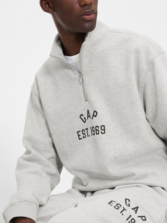 ビンテージソフト オーバーサイズ GAPロゴ 1/4ジップアッププルオーバー-3