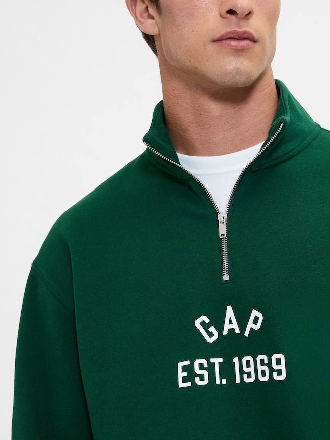 ビンテージソフト オーバーサイズ GAPロゴ 1/4ジップアッププルオーバー-3