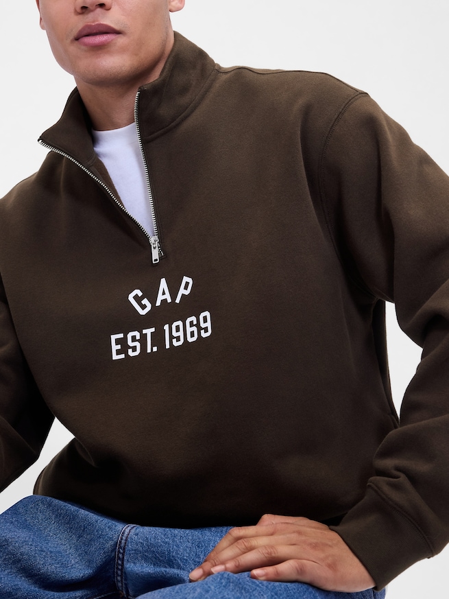 ビンテージソフト オーバーサイズ GAPロゴ 1/4ジップアッププルオーバー-3