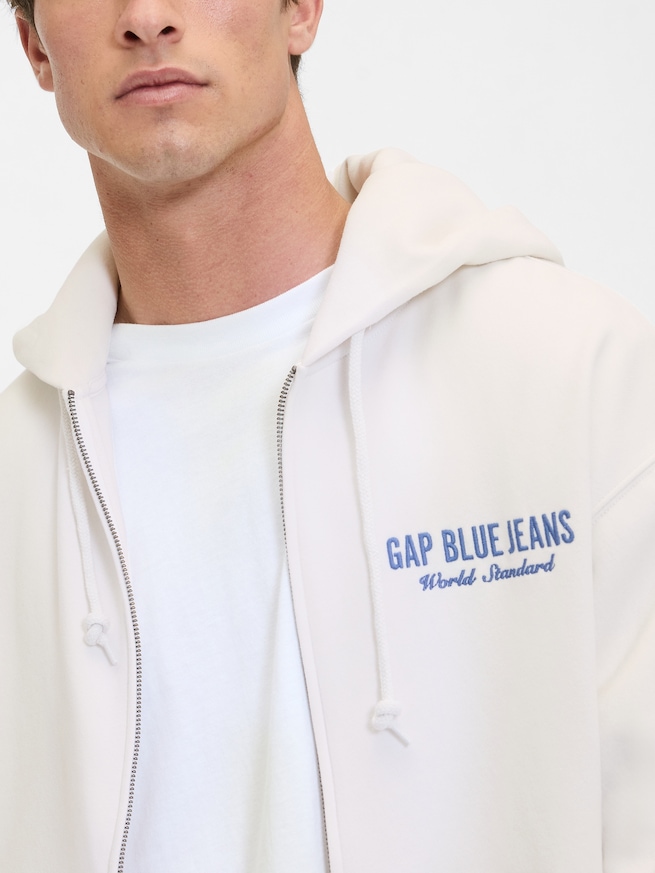 ヴィンテージソフト ブルージーンズロゴ ジップアップパーカー-3