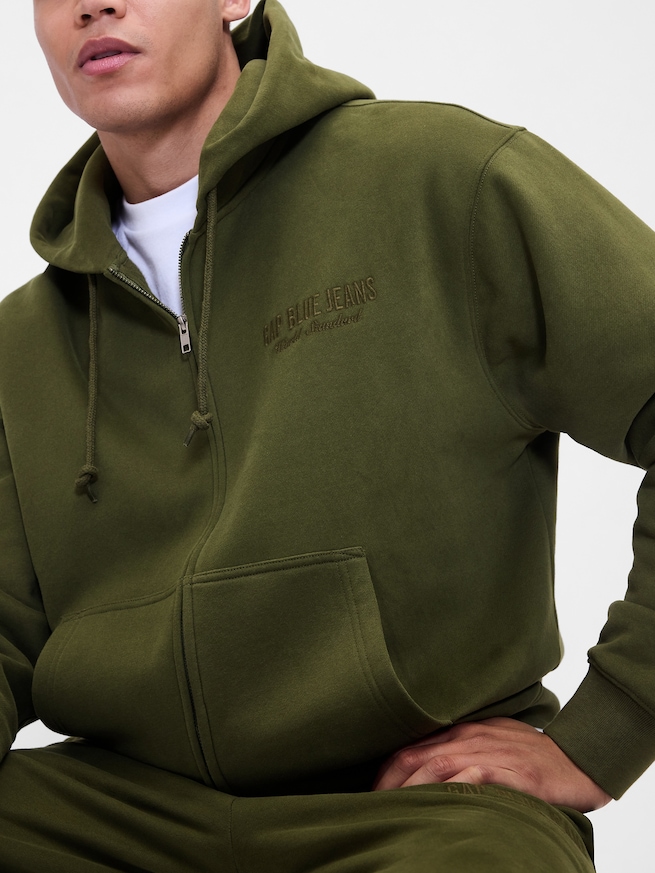 ヴィンテージソフト ブルージーンズロゴ ジップアップパーカー-3