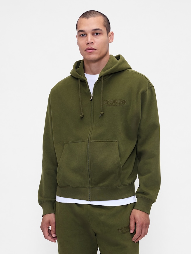 ヴィンテージソフト ブルージーンズロゴ ジップアップパーカー-2