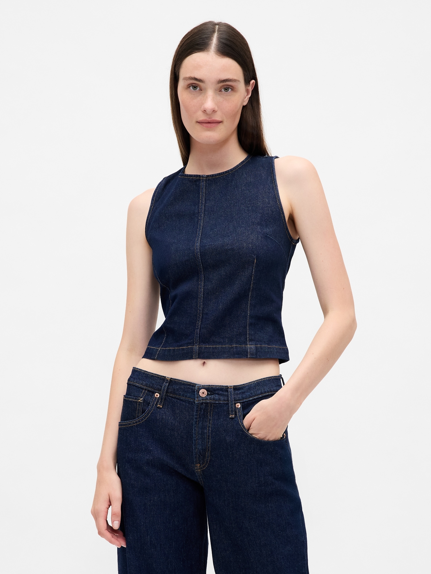 CAMISOLE COURTE EN DENIM