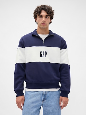 ヴィンテージソフト カラーブロック GAPロゴ ハーフジップ プルオーバー