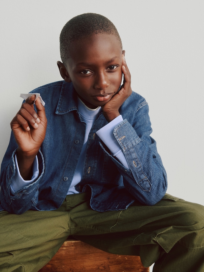 デニム オーバーサイズシャツ (キッズ)-5