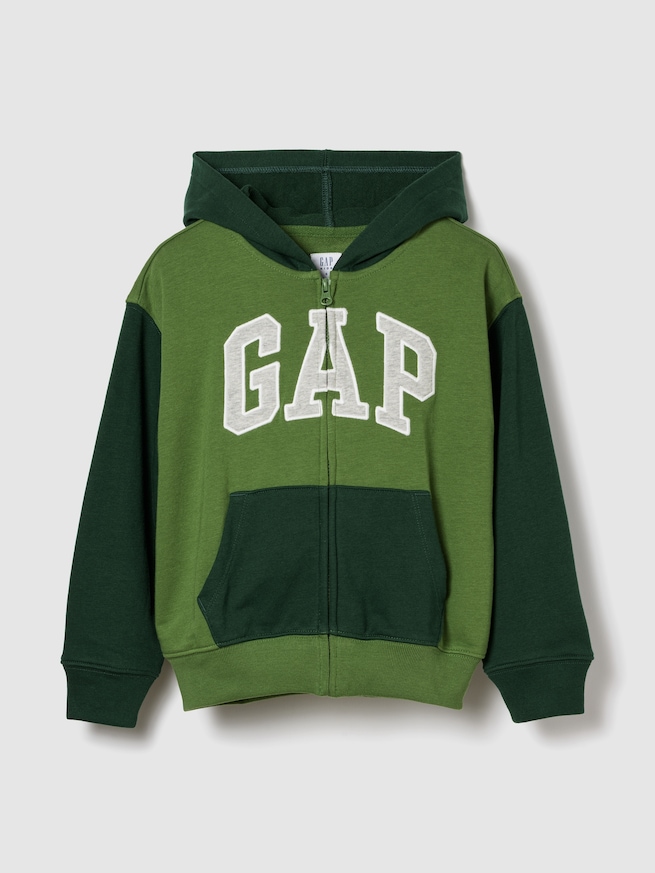 リラックスフィット GAPロゴ カラーブロック ジップアップパーカー (キッズ)-0