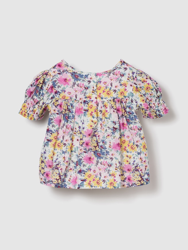 スモッキングギャザー フローラルトップス (幼児)-1