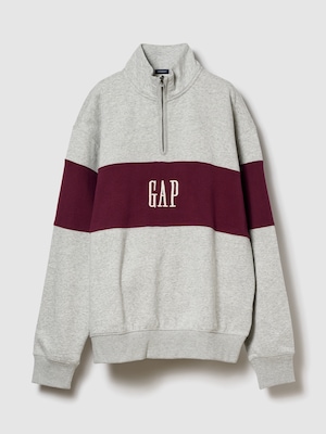 ヴィンテージソフト カラーブロック GAPロゴ ハーフジップ プルオーバー