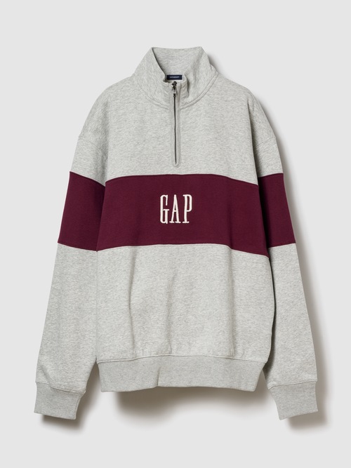 ヴィンテージソフト カラーブロック GAPロゴ ハーフジップ プルオーバー