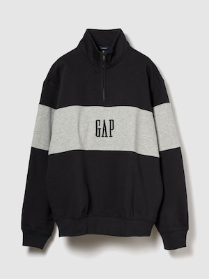 ヴィンテージソフト カラーブロック GAPロゴ ハーフジップ プルオーバー