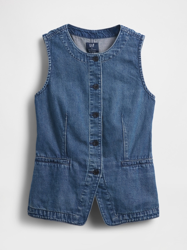 ウルトラソフトデニム ロングラインベスト-4