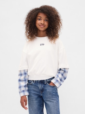 2in1 ヴィンテージソフトフランネルGAPロゴシャツ (キッズ)