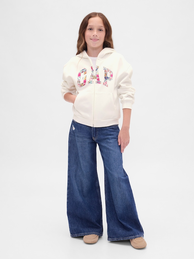 ヴィンテージソフト GAPロゴ ジップアップパーカー (キッズ)-3