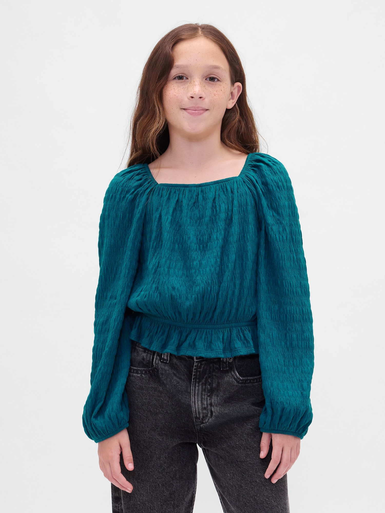 Kids Crinkle Peplum Top