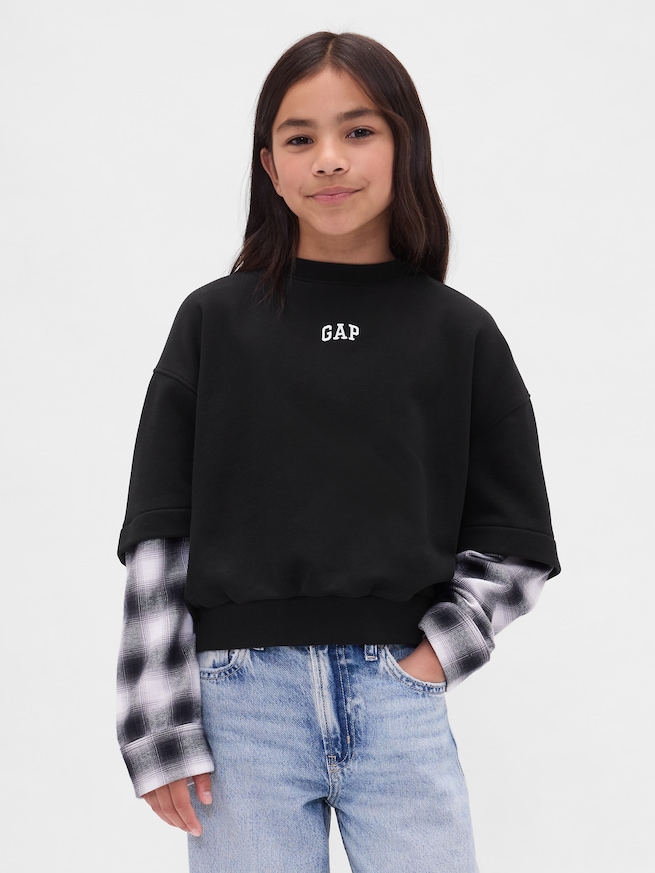 2in1 ヴィンテージソフトフランネルGAPロゴシャツ (キッズ)-0