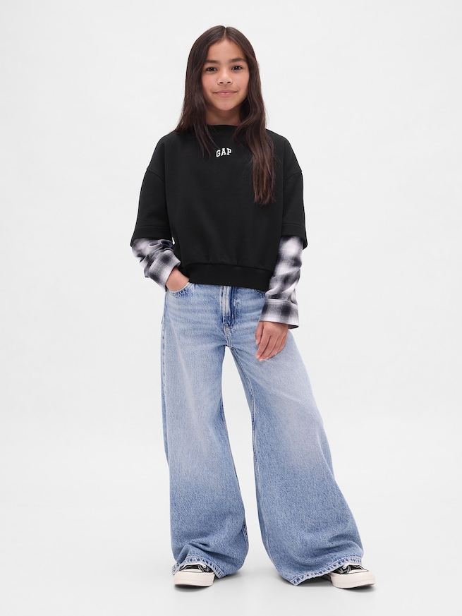 2in1 ヴィンテージソフトフランネルGAPロゴシャツ (キッズ)-3