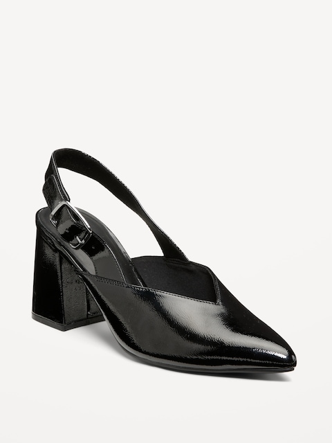 Faux-Leather Slingback Heels for Women
