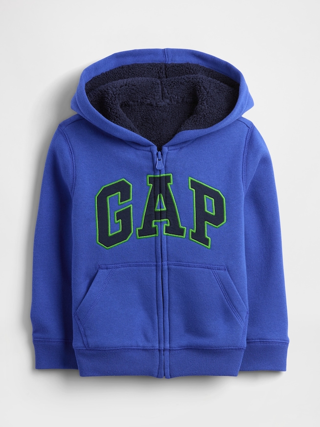 babyGap GAPロゴ ボア ジップアップパーカー-0