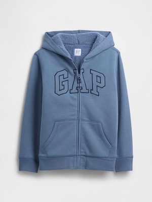 GAPロゴ 裏ボア ジップアップパーカー (キッズ)