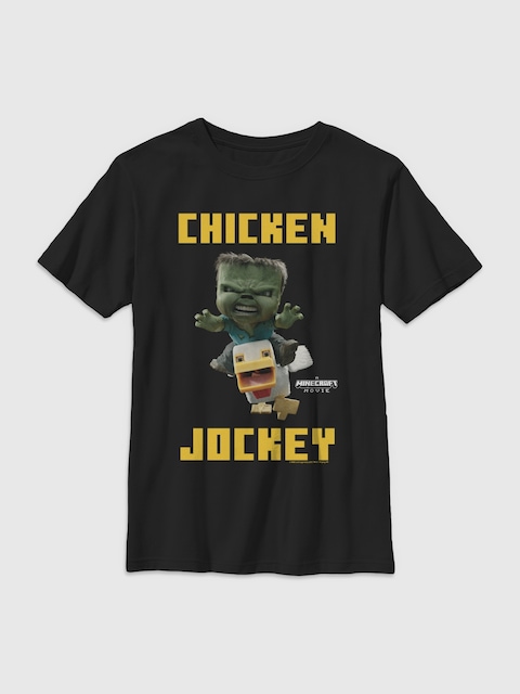 Minecraft Chicken Jockey Gender-Neutral Graphic T-Shirt for Kids