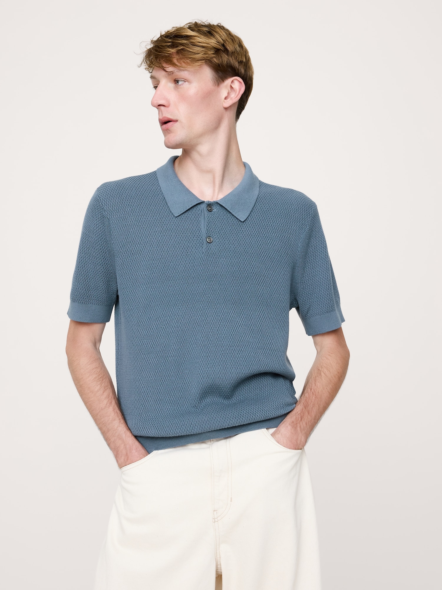 Cotton Mesh Sweater Polo
