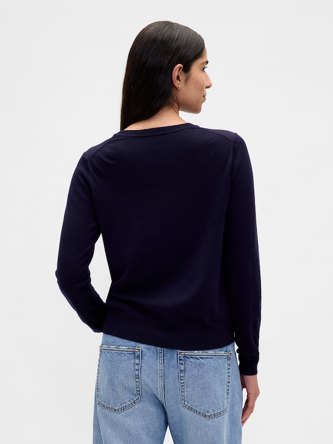 メリノウール100% クルーネックセーター-2