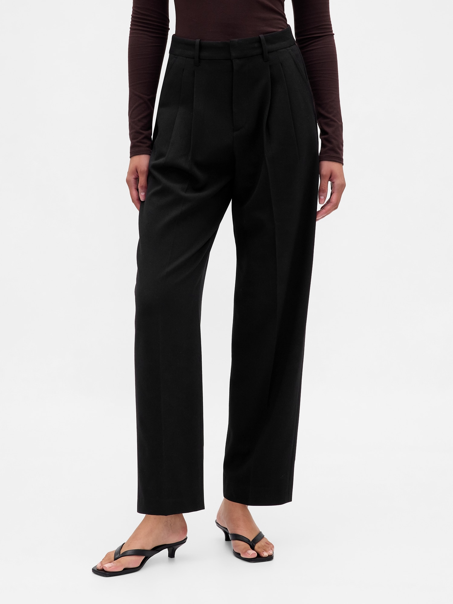 365 High Rise Brushed Twill Taper Ankle Trousers