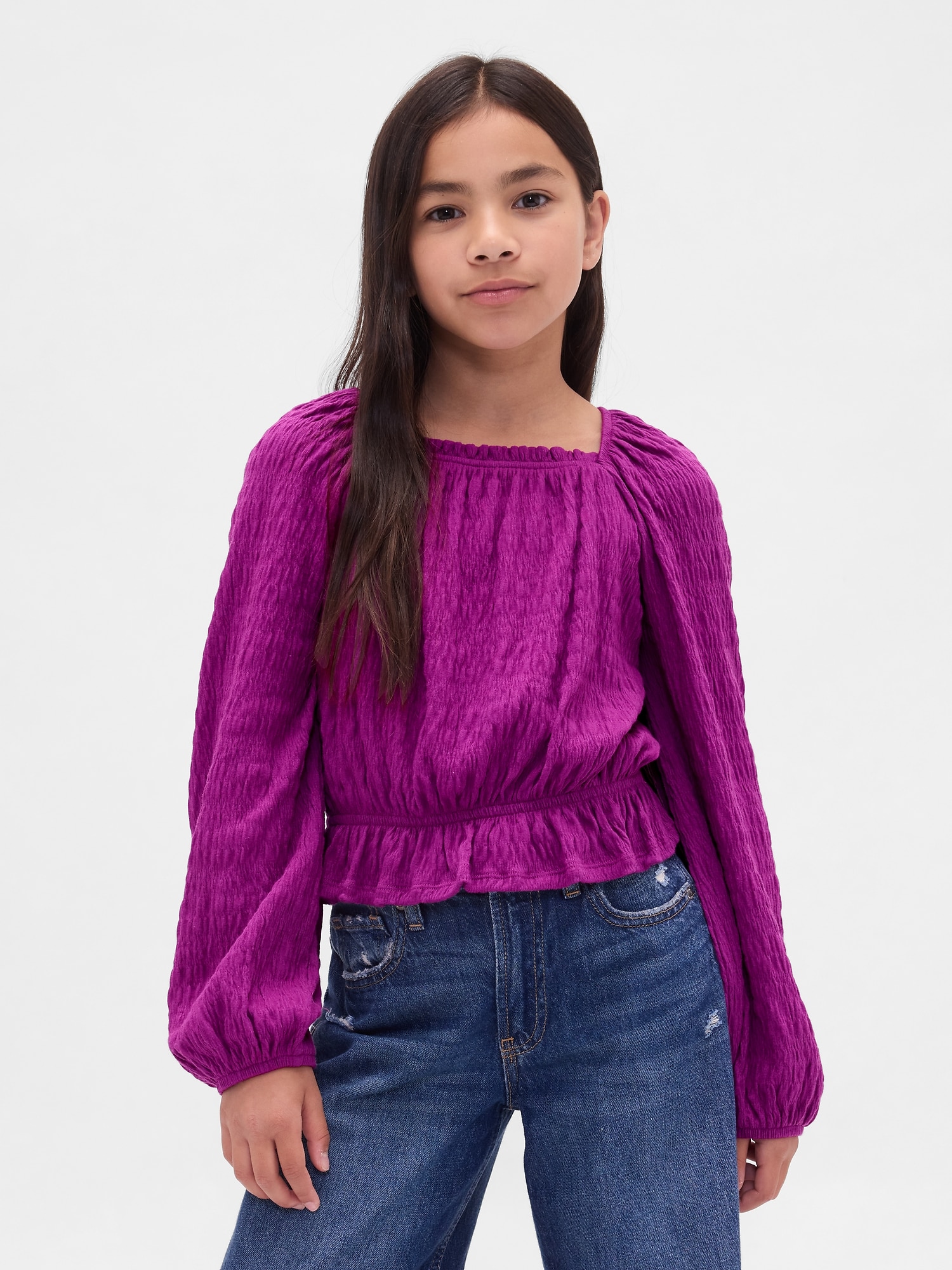 Kids Crinkle Peplum Top