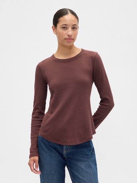 Waffle-Knit Crewneck T-Shirt