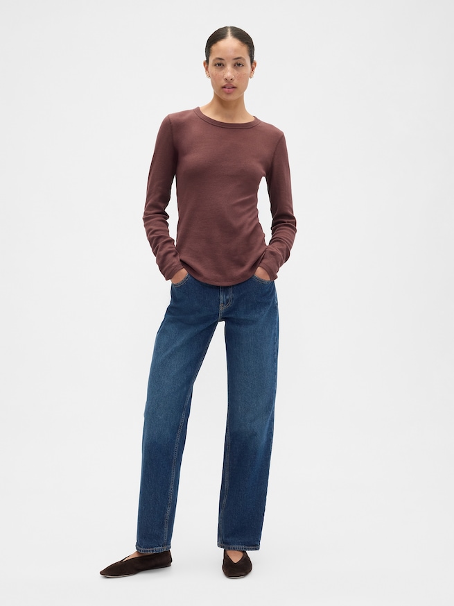 ワッフルニット クルーネックTシャツ-2