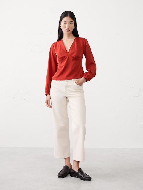 Silky V-Neck Top
