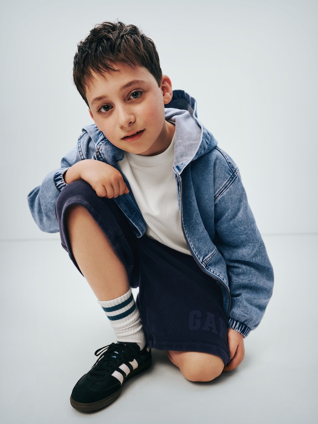 ウルトラソフトデニム フード付きジャケット (キッズ)-5