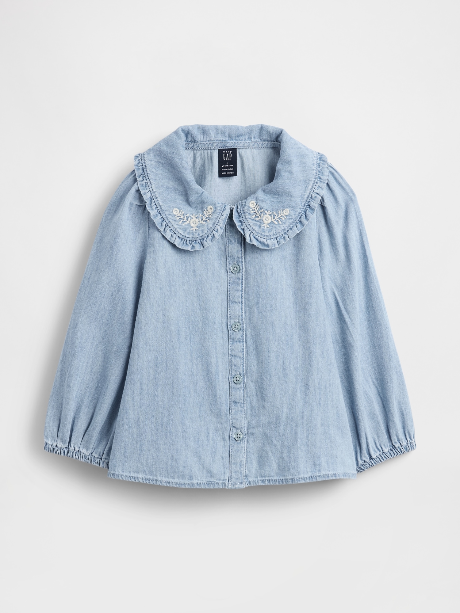 Gap デニム ラッフルフリル 襟付きシャツ (幼児・ベビー) Gap デニム ラッフルフリル 襟付きシャツ (幼児・ベビー)