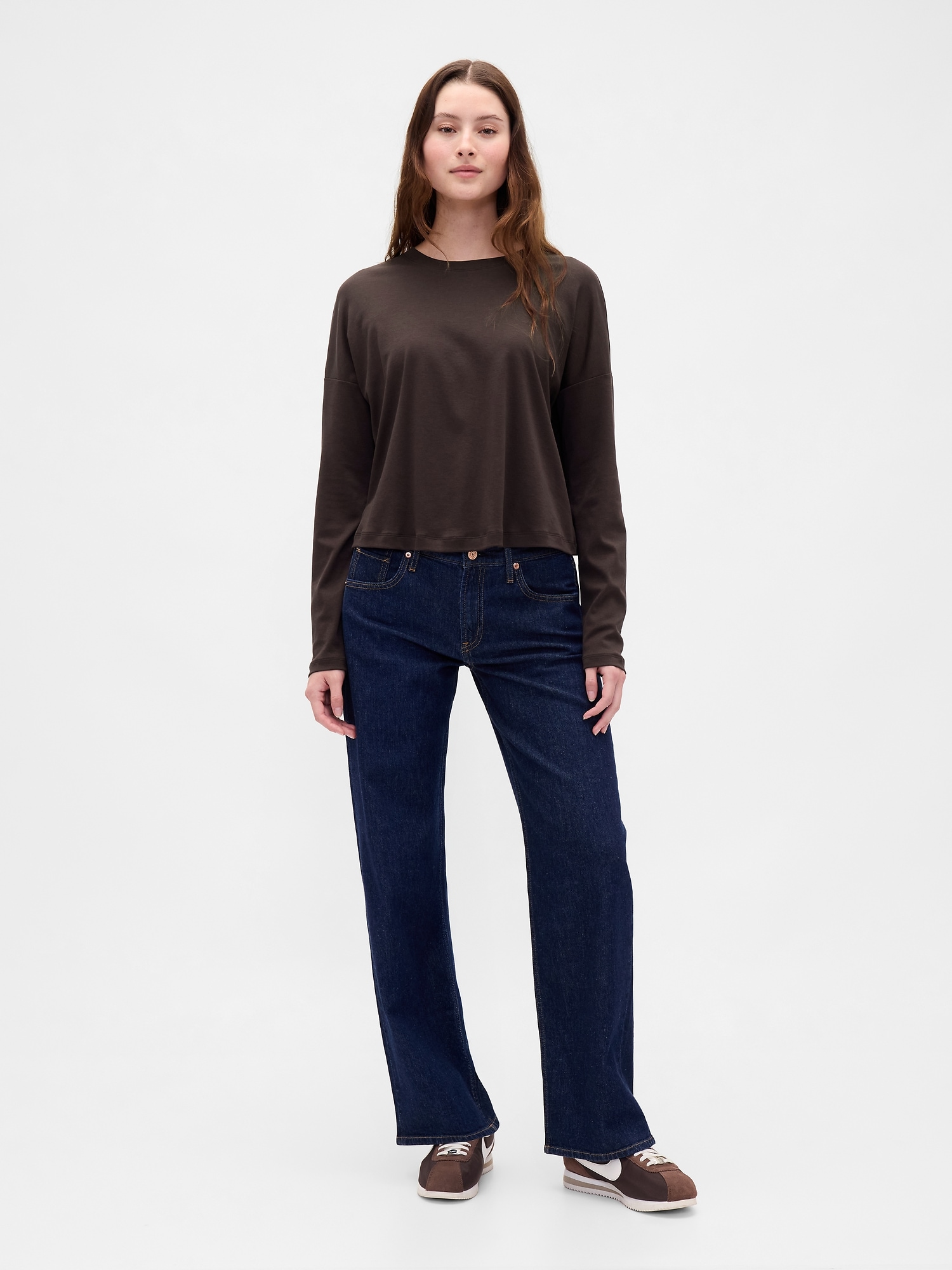 スーピマ&reg; コットン オーバーサイズ クロップドTシャツ-1