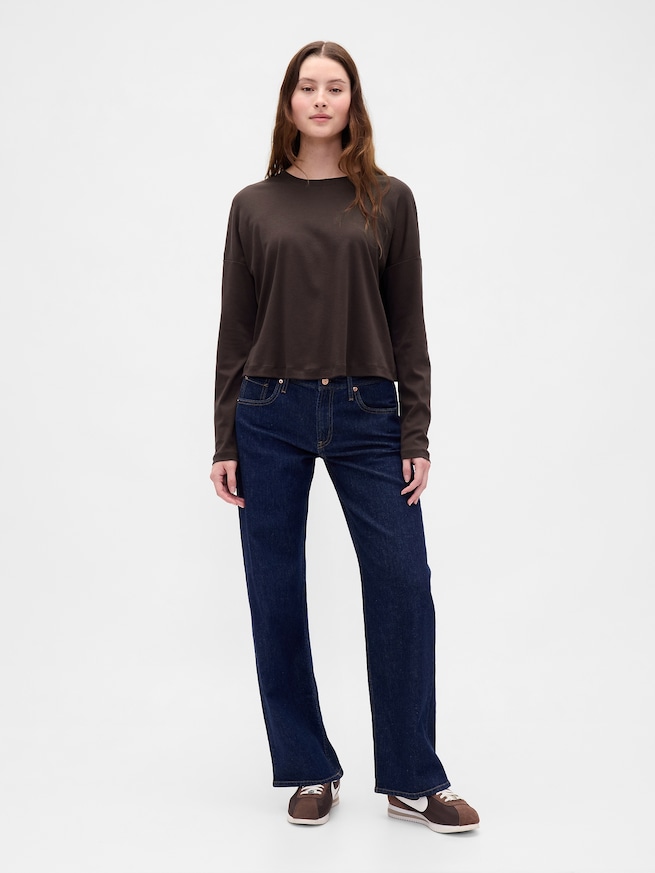 スーピマ® コットン オーバーサイズ クロップドTシャツ-1