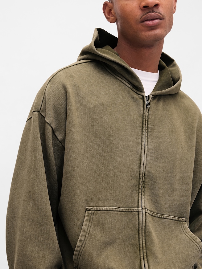 ヘビーウェイト オーバーサイズ ジップアップパーカー-3